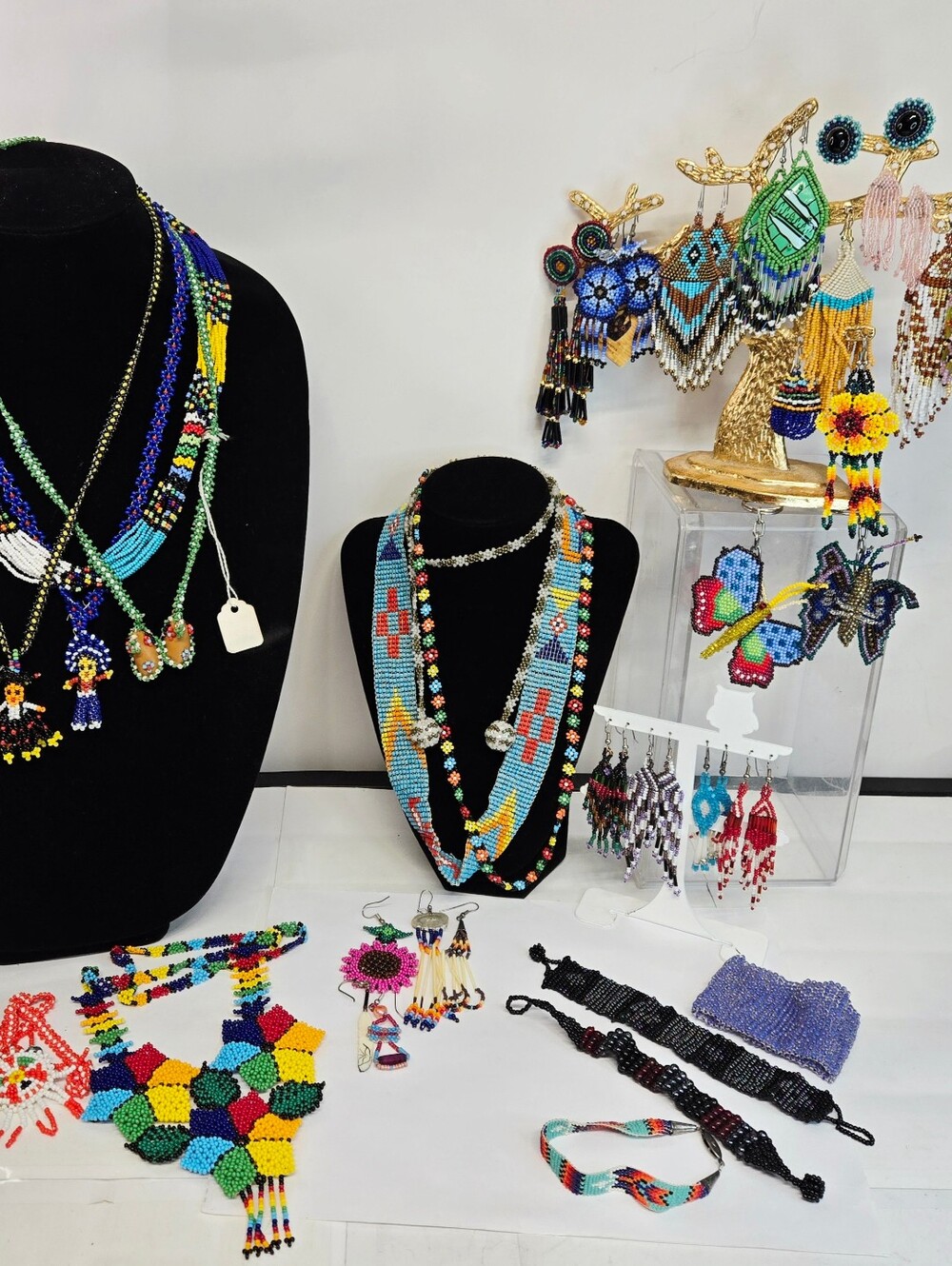 Handmade Multicolor Beaded Statement Necklace and Earring Set